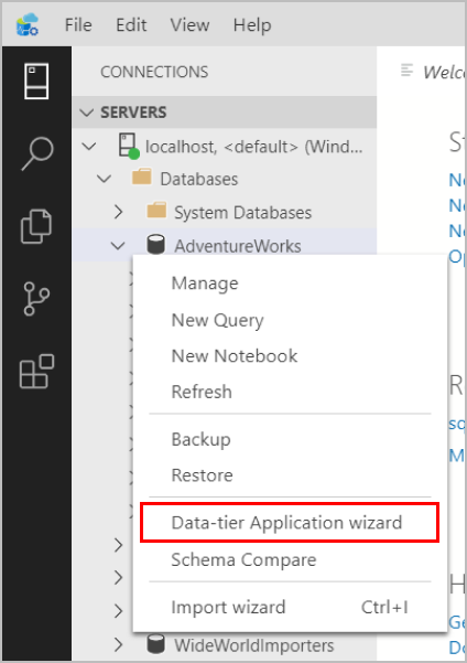 dacpac 扩展启动菜单