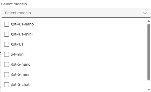 模型路由器子集选择的屏幕截图。