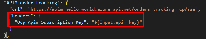 MCP 服务器的身份验证标头配置的屏幕截图