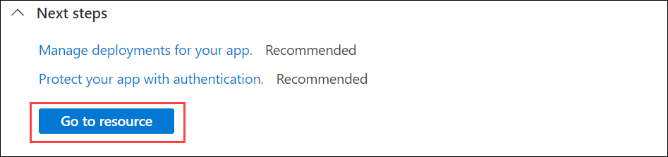 显示转到资源的按钮的屏幕截图。