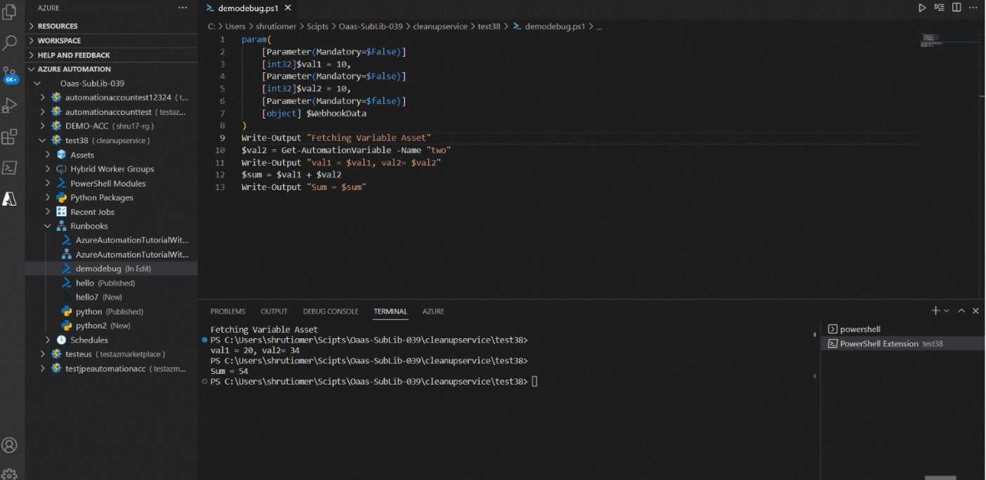 显示如何比较本地 runbook 的屏幕截图。