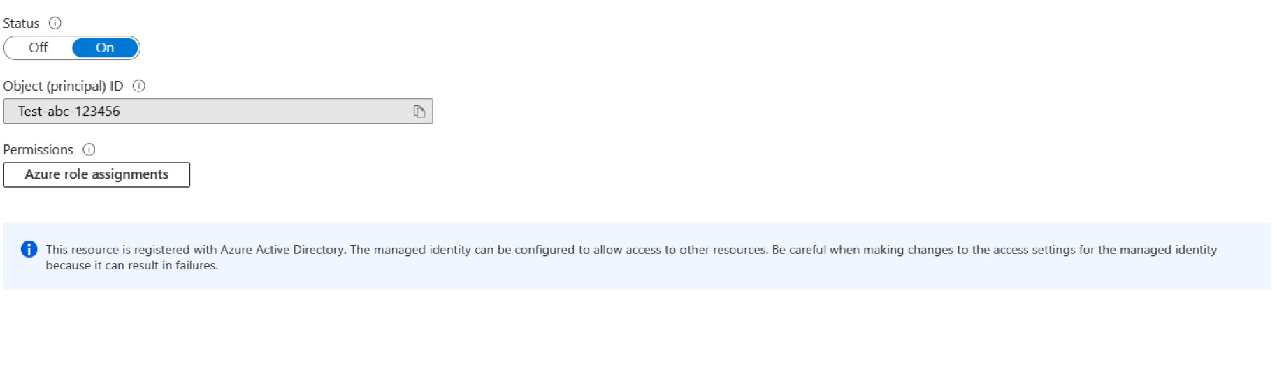托管标识对象 ID。