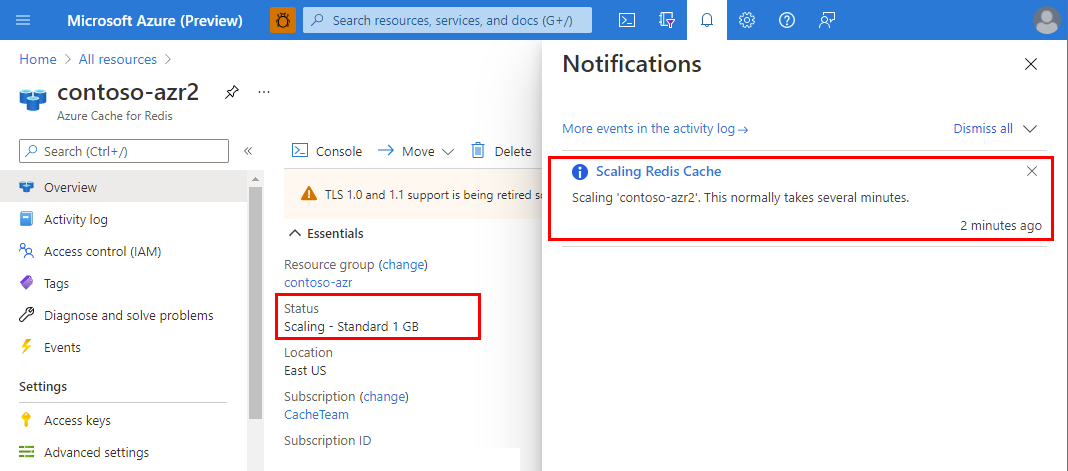 显示缩放通知的屏幕截图。
