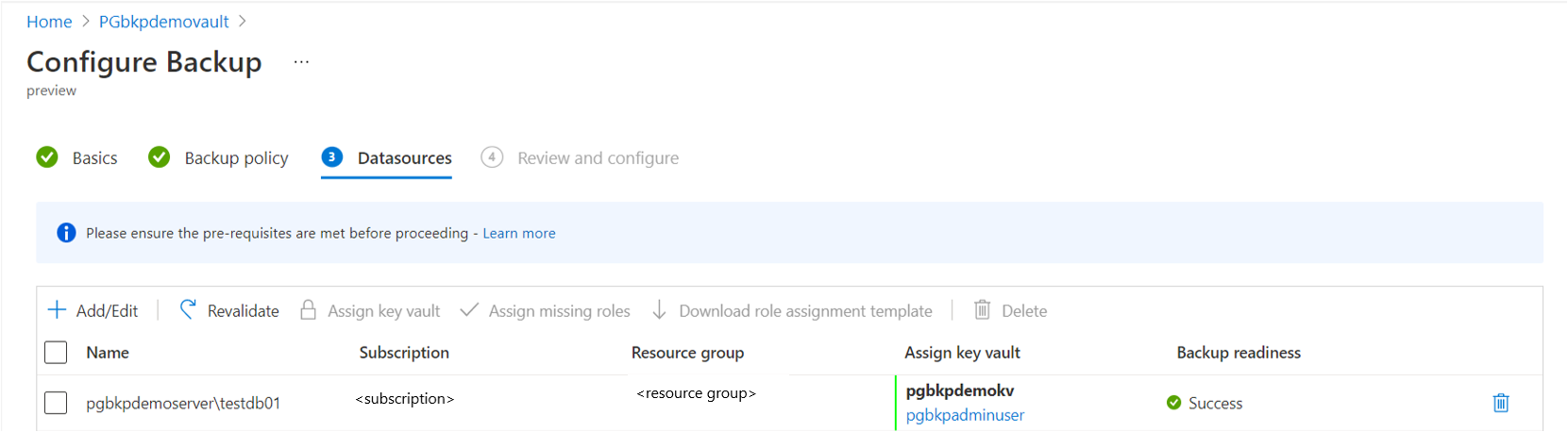 显示备份就绪情况成功的屏幕截图。