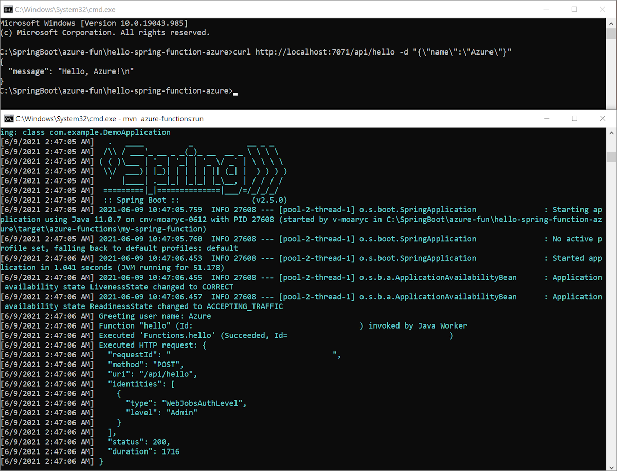 本地运行的 Azure 函数