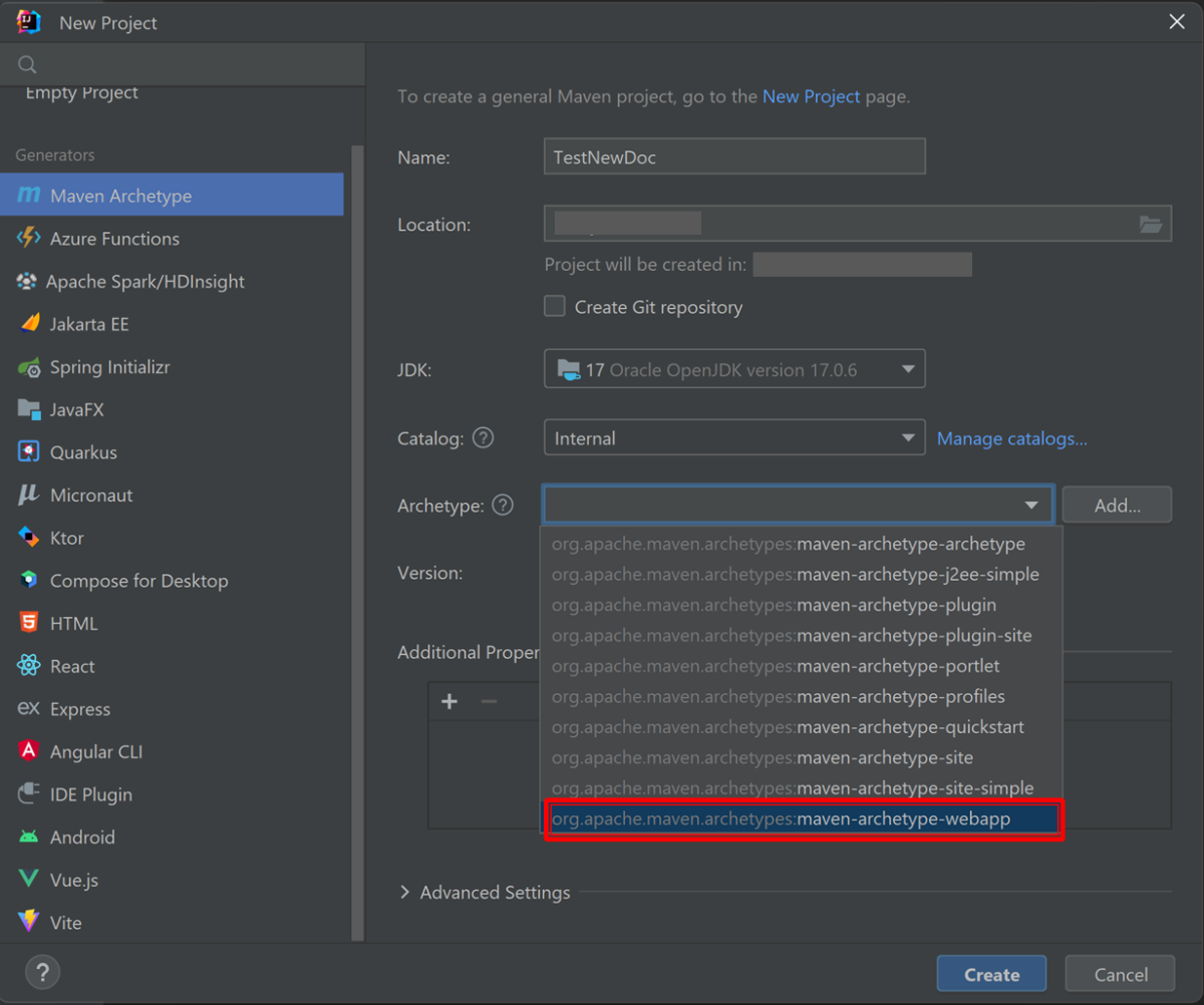 选择“maven-archetype-webapp”选项。