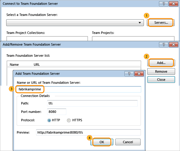 服务器的 URL 输入字段的屏幕截图。