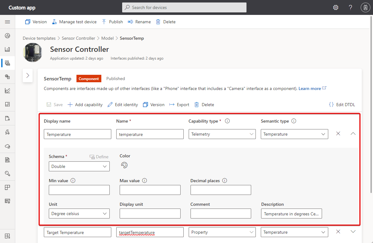 显示如何添加遥测类型的屏幕截图。