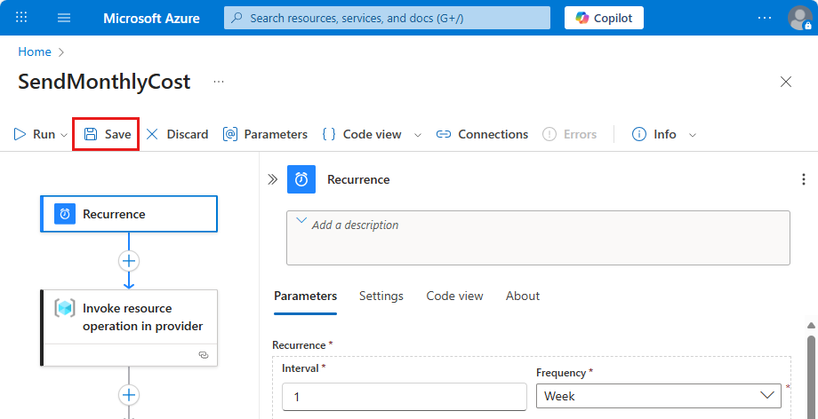 屏幕截图显示了设计器工具栏和突出显示的“保存”图标。