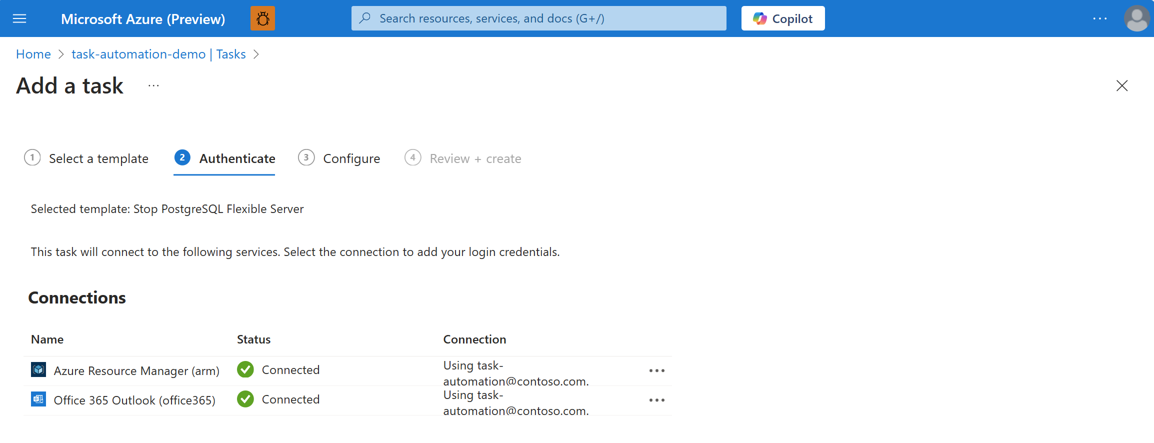 该屏幕截图显示了成功创建的连接。