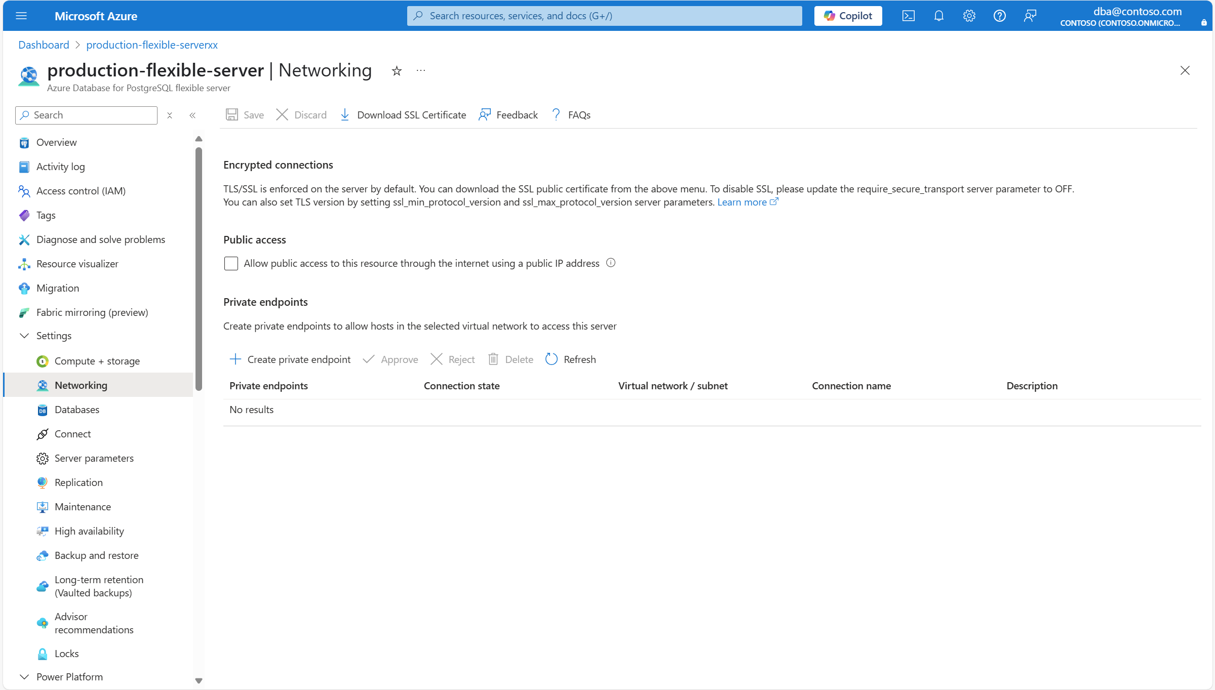 显示如何开始添加新专用终结点的屏幕截图。