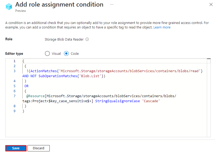 代码编辑器中显示的条件的屏幕截图。