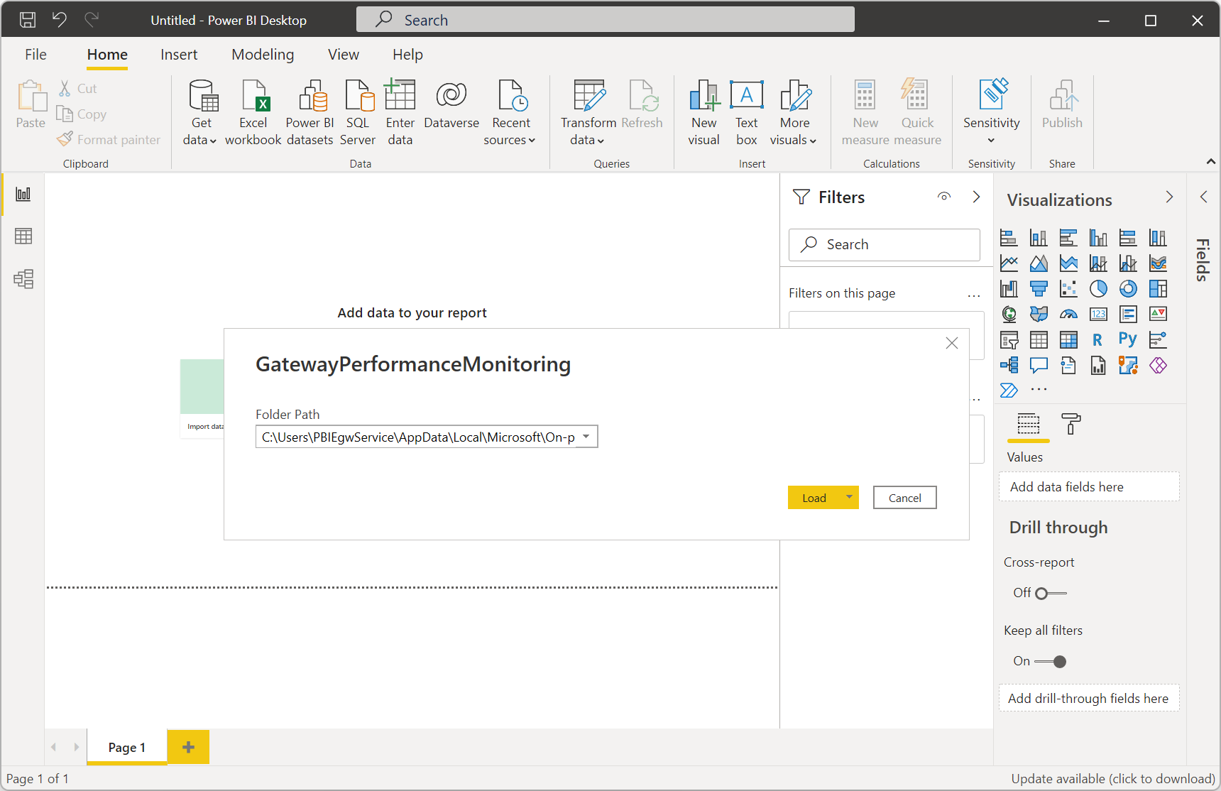 文件夹路径弹出窗口的屏幕截图。