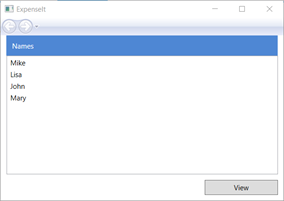 显示名称列表的 ExpenseIt 示例屏幕截图