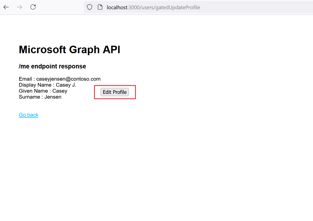 用户更新个人资料的屏幕截图。