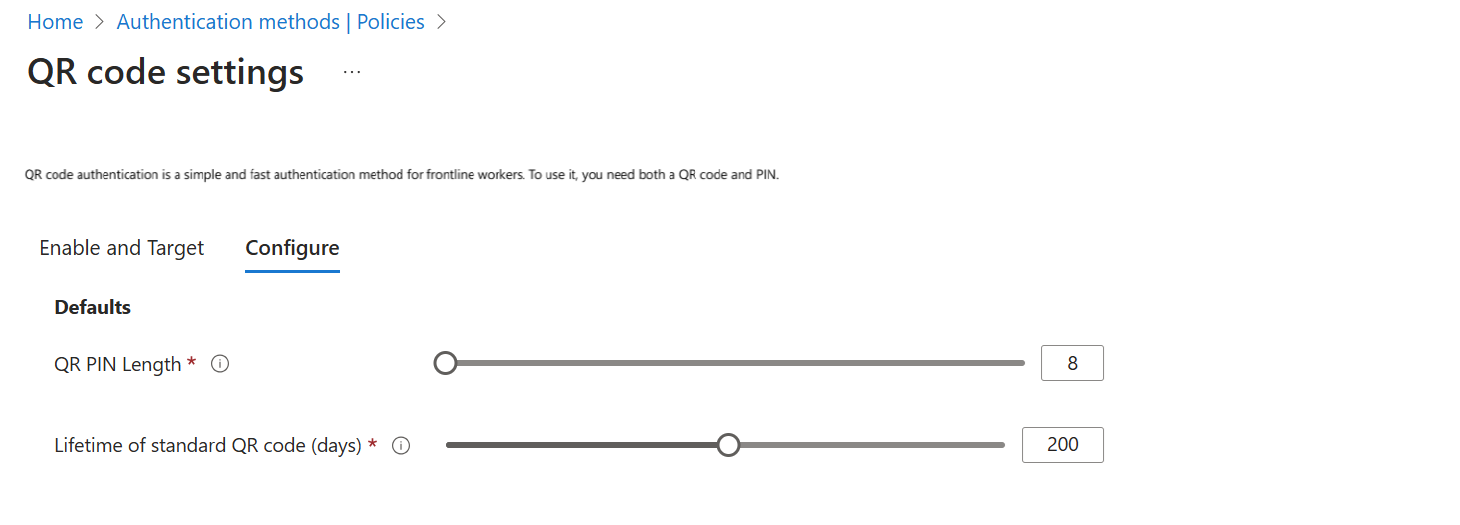 显示 QR 码设置的屏幕截图。