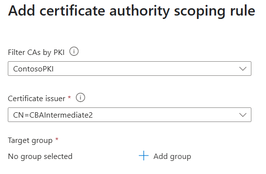 显示 CA 范围中的“添加组”选项的屏幕截图。