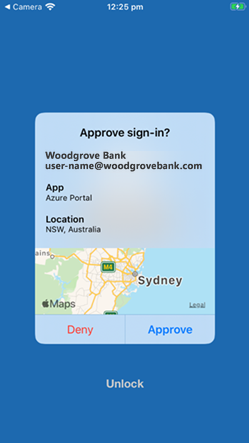 显示 MFA 推送通知中的其他上下文的屏幕截图。
