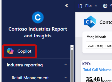 应用导航中应用范围的 Copilot 的屏幕截图。