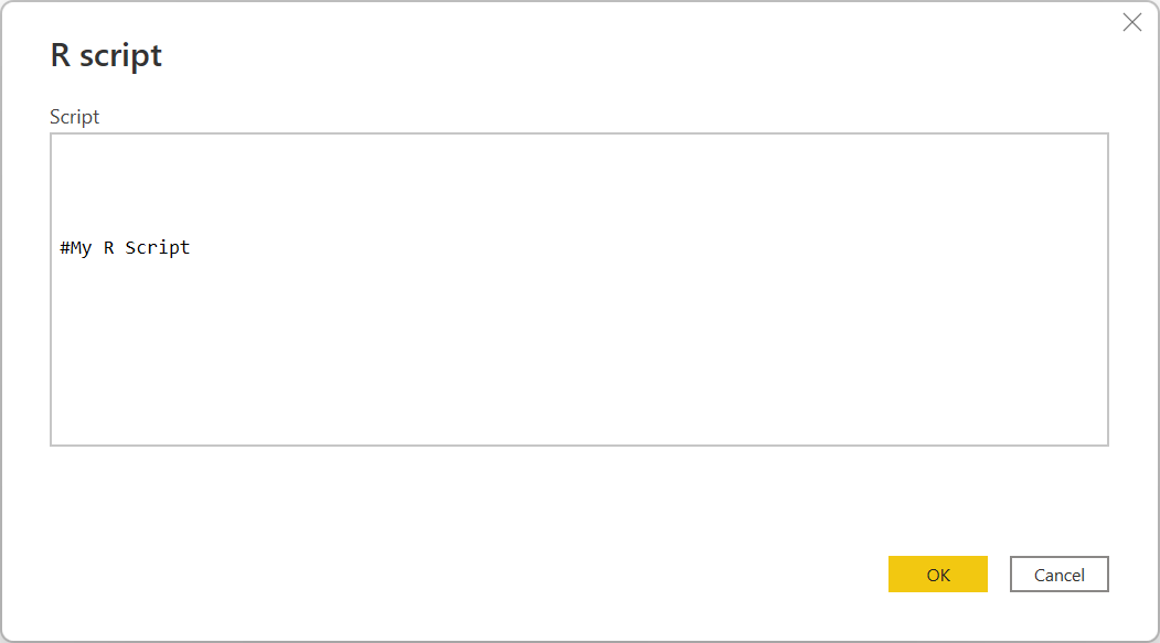 R 脚本对话框的屏幕截图，其中显示了执行脚本。
