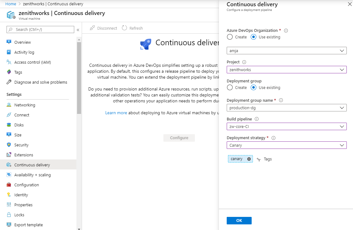 显示如何添加 Canary 标签的截屏。