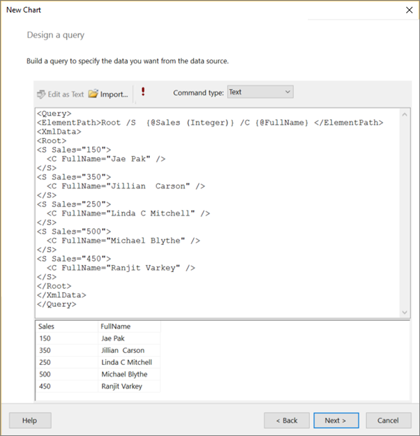 Report Builder 设计查询的屏幕截图。