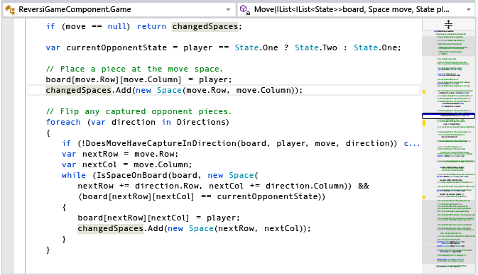 地图模式下的 Visual Studio 滚动条