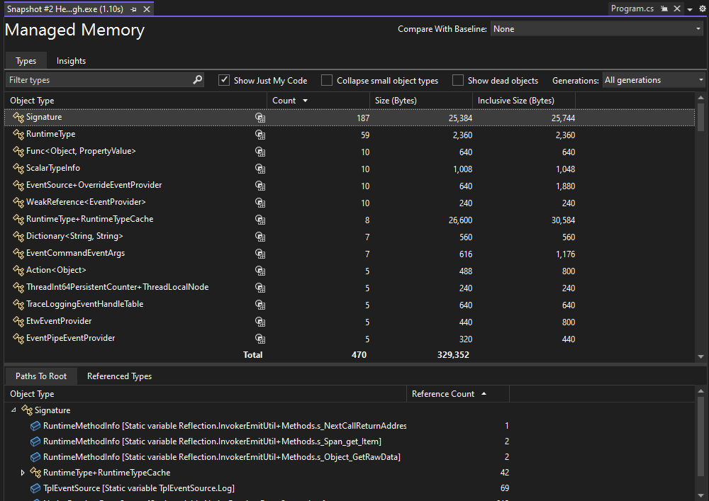 托管类型报表的屏幕截图。