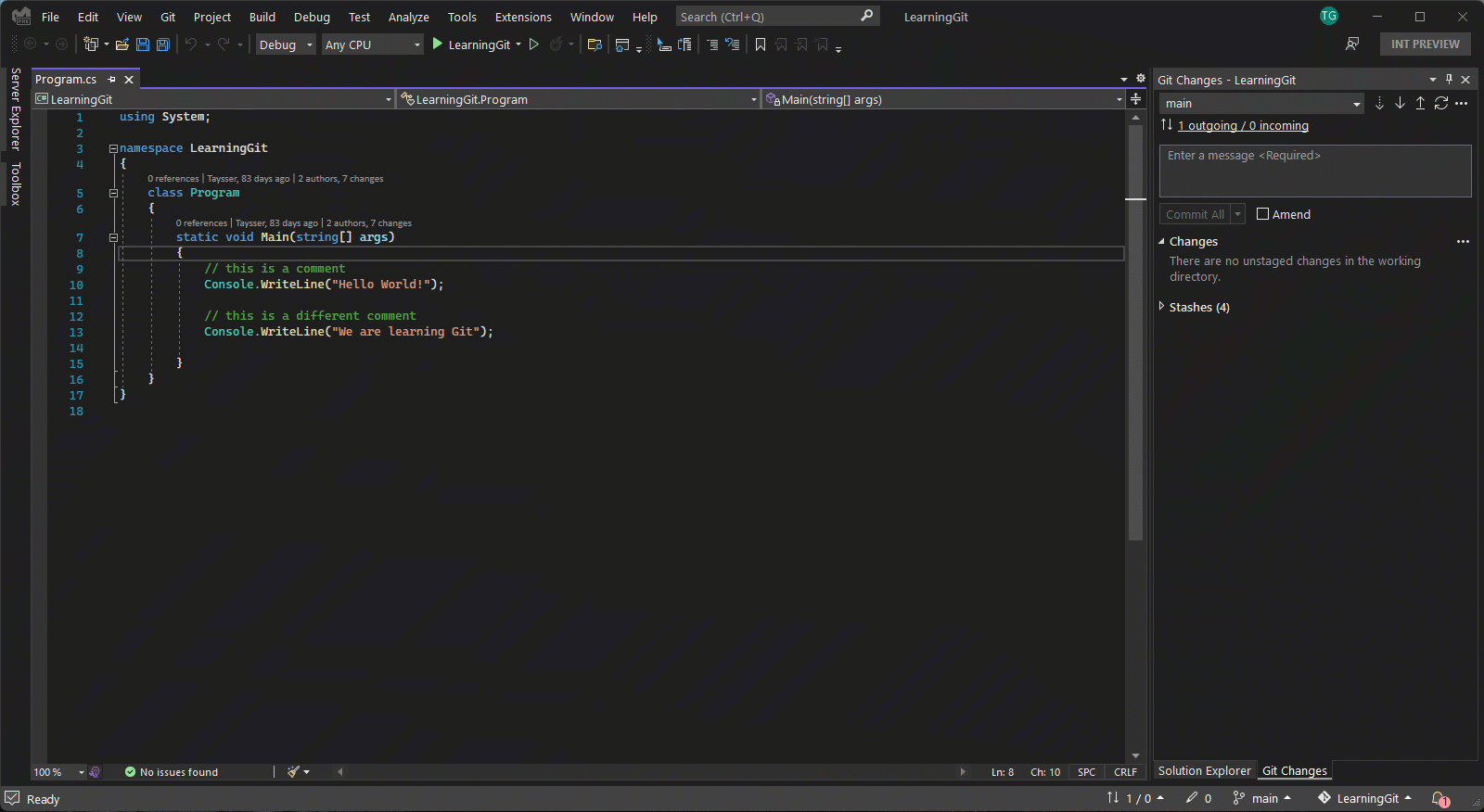 显示签出提交入口点的动画。