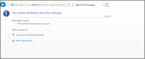 显示阻止身份验证的屏幕截图。