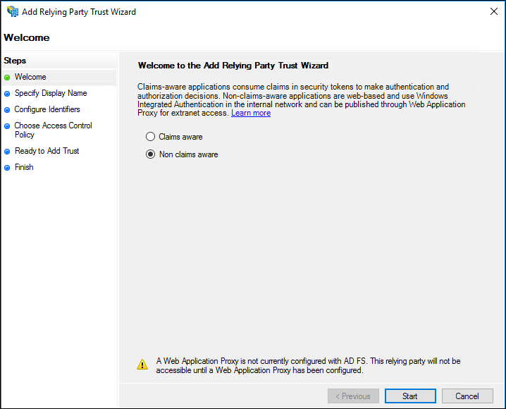 突出显示“非声明感知”选项的屏幕截图。